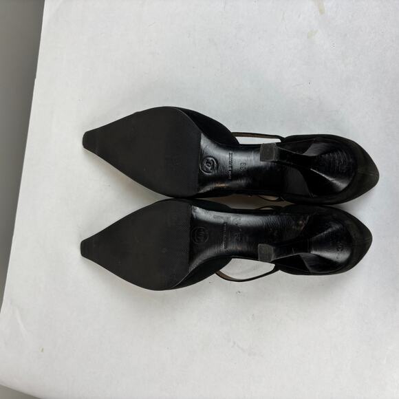 Vintage Chanel Suede Strappy Pointed Toe Kitten Heels Women's 39 - Picture 8 of 14